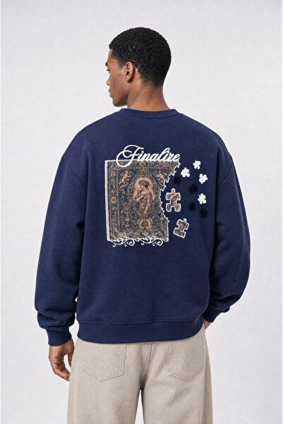 Respire Erkek Finalize Patch Detaylı Oversize Sweatshirt Lacivert