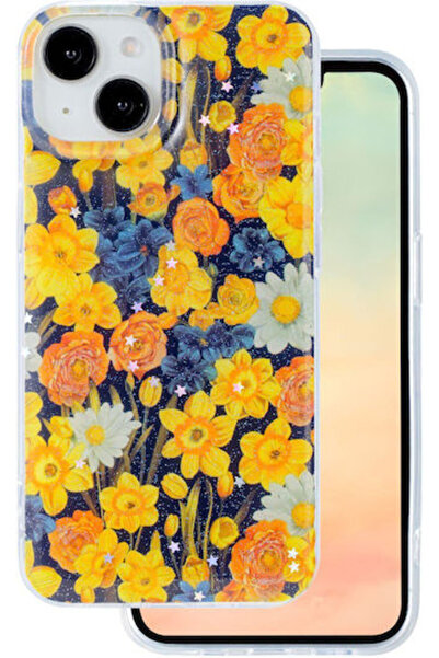 Telforceone Glow Glam Πίσω Κάλυμμα Σιλικόνης 2mm Πορτοκαλί (iPhone 15)
