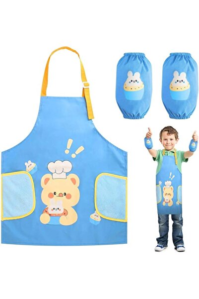 ALMEKAQUZ 3 PCS Kids Apron, Adjustable Child Chef Cover, Waterproof Art Smock...
