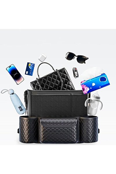 KASTWAVE Car Net Pocket Handbag Holder, Leather Seat Back Organizer Between S...