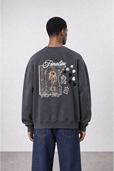 Respire Erkek Finalize Patch Detaylı Oversize Sweatshirt Füme
