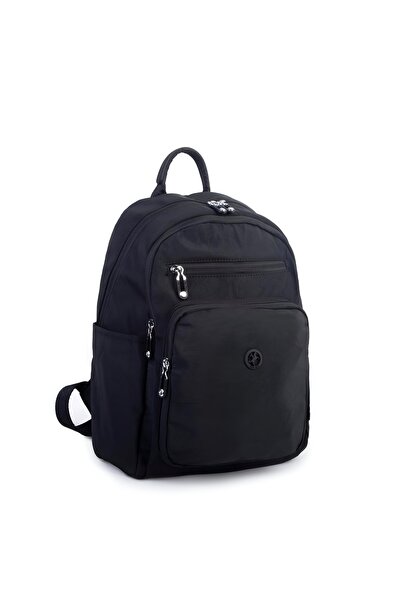 Nas Bag Kadın Çok Gözlü Hafif Su Geçirmez Unisex (water proof) Çanta Siyah (3...
