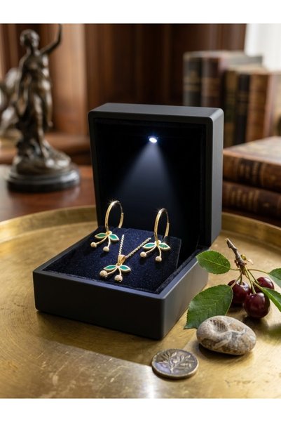 Papatya Silver 925 Ayar Gümüş Özel Tasarım Kiraz Kolye Küpe Set.rose.gold.rodaj Renk Seçeneği