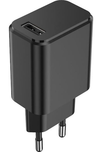 Setty Φορτιστής με θύρα USB-A και καλώδιο USB-C Μαύρο (GSM106087)