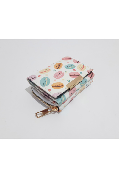 renkli çiçekler Çocuk Cüzdan 11x8x4 CM Makaron Desenli Çocuk Cüzdanı