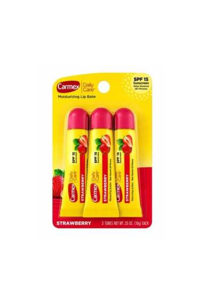 Carmex مرطب شفاه بالفراولة مع عامل حماية من الشمس 15 من كارمكس، 3 قطع