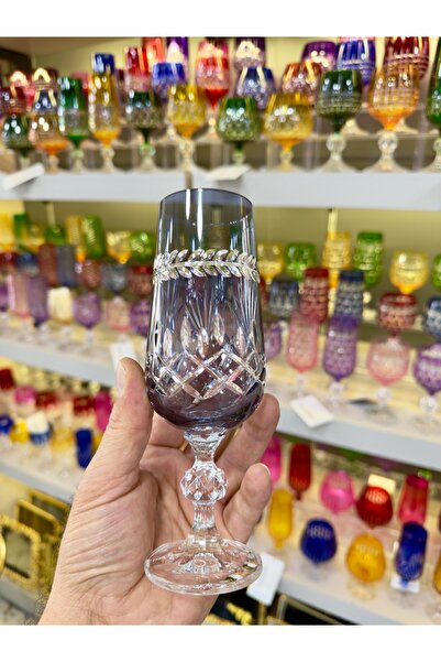 Vakıf home Bohemia Kristal Renkli Ayaklı Kahve Yanı Su Bardağı 180 ml 1 Adet