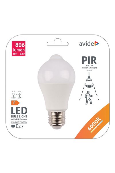 Avide Έξυπνη Λάμπα LED Σφαιρική A60 8.8W 4000K με Αισθητήρα PIR - Λάμπα LED