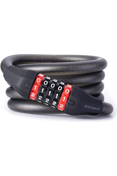 ROCKBROS Κλειδαριά ποδηλάτου με καλώδιο, με συνδυασμό / με κλειδί, γκρι