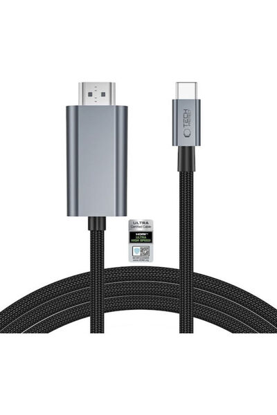Tech-Protect Ultraboost HDMI 2.1 Καλώδιο HDMI αρσενικό σε USB-C αρσενικό 2μ Γκρι