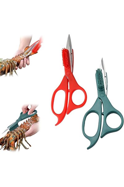 Yelajoy 2 Pcs 2-in-1 Stainless Steel Kitchen Shears with Cleaning Brush
