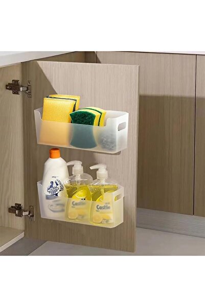 Tazweeq 2 Pack Cabinet Organizer Storage, Under Sink Door Storage Shelf, Adhe...