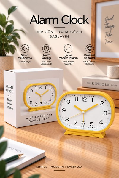 EMORES MODERN ALARMLI OVAL MASA SAATİ15*11*5 CM