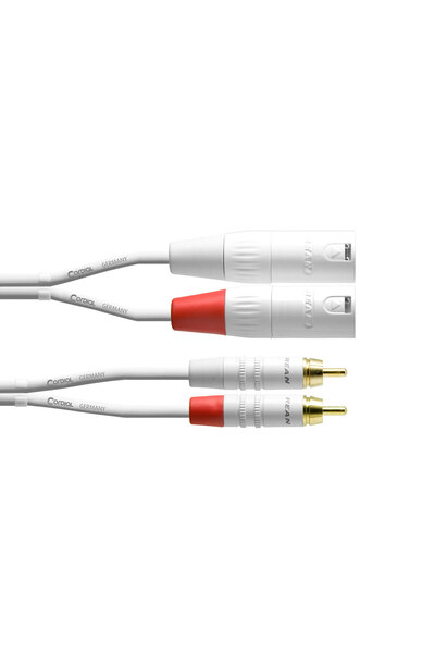 Cordial CFU 3 MC Snow - Καλώδιο 2 x RCA - 2 x XLR Αρσενικό 3 μέτρα