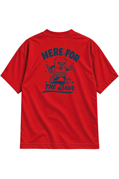 genosha Here for the Beer Printed Oversize T-Shirt Front and Back Design