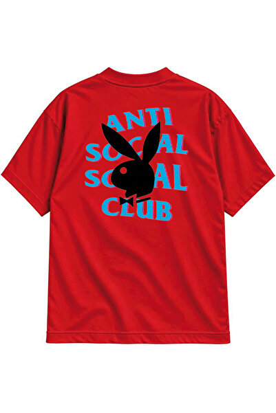 genosha ANTI SOCIAL CLUB Υπερμεγέθες T-Shirt με στάμπα μπροστά και πίσω