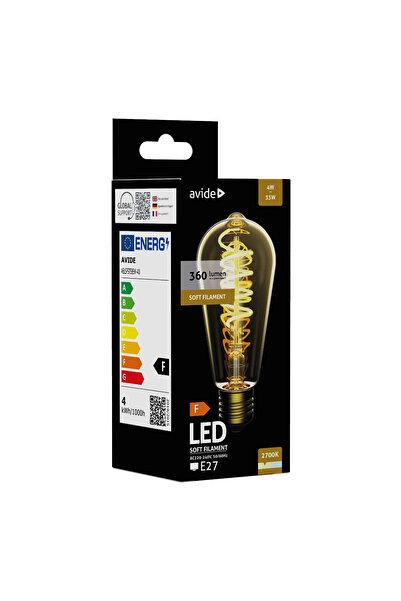 Avide LED Μαλακό Νήμα ST58 4W E27 360 °   2700K - Λάμπα LED