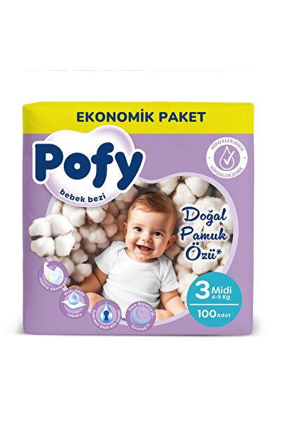 Pofy Midi 3 Numara Bebek Bezi 100 Adet