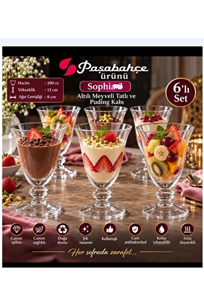 Paşabahçe sophıa ayaklı pudıng dondurma sütlü tatlılar sunum kabı 200 ç hacim...