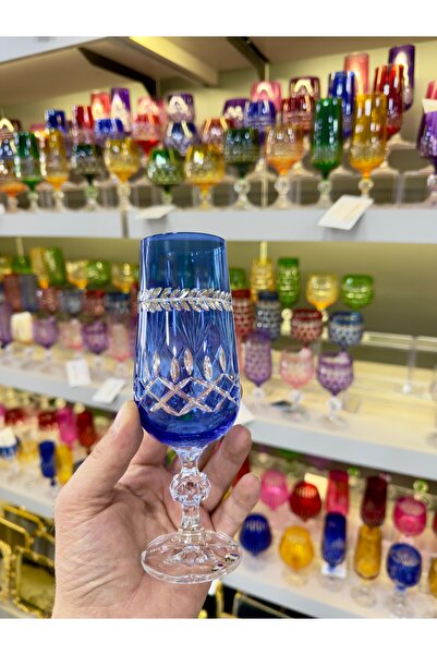 Vakıf home Bohemia Kristal Renkli Ayaklı Kahve Yanı Su Bardağı 180 ml 1 Adet