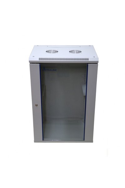 Extralink Cabinet Rack 18u 600x450, Gri, Montaj Pe Perete, Usa Sticla