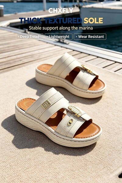 Alnoor Global Store Stylish Leather Moccasins with Refined Metal Accent - All...