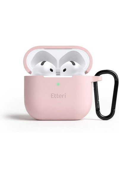 Etteri Θήκη σιλικόνης με γάντζο σε ροζ για Apple AirPods 4