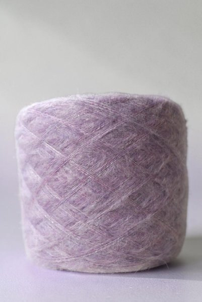 Ece Örgü Tasarım Atölyesi Lilac Color Two Layers of Angora with One Layer of Lilac Glitter Mix Design Knitting Yarn Set (Total 200 Gr.)