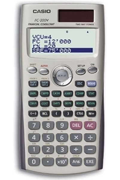 Casio Επιστημονική Αριθμομηχανή 12 Ψηφίων Οθόνης σε Γκρι Χρώμα Κωδικός: FC-200V