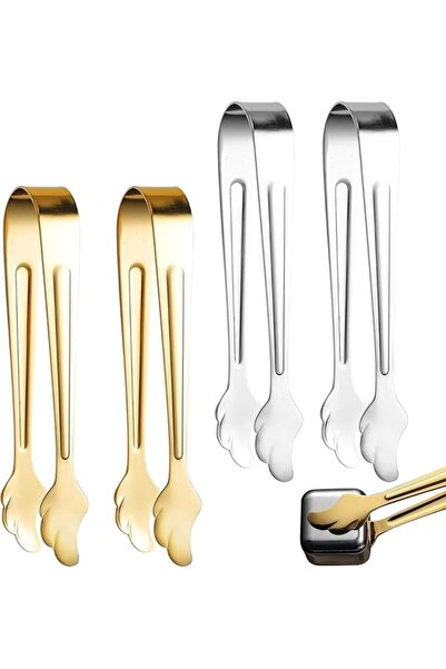 Roxolana 4Pcs Stainless Steel Mini Tongs for Appetizer Serving Food Ice Sugar...