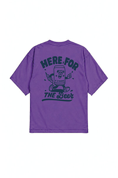 genosha Here for the Beer Printed Oversize T-Shirt Front and Back Design