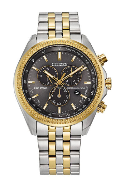 Citizien Ανδρικό ρολόι Citizen 44mm με μπαταρία και γκρι μπρασελέ από ανοξείδ...
