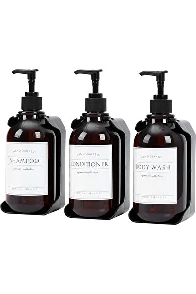 Generic 3 Pcs Shampoo Conditioner Dispenser Bottles Set No Drill Wall-Mounted...
