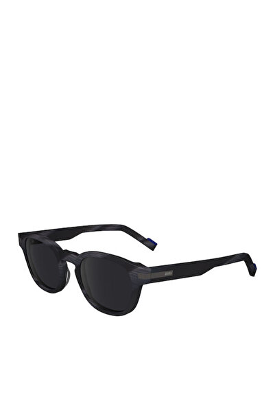 ZEISS Γυαλιά ηλίου unisex με μαύρο σκελετό με διακοσμητικά κέρατα και γκρι φα...
