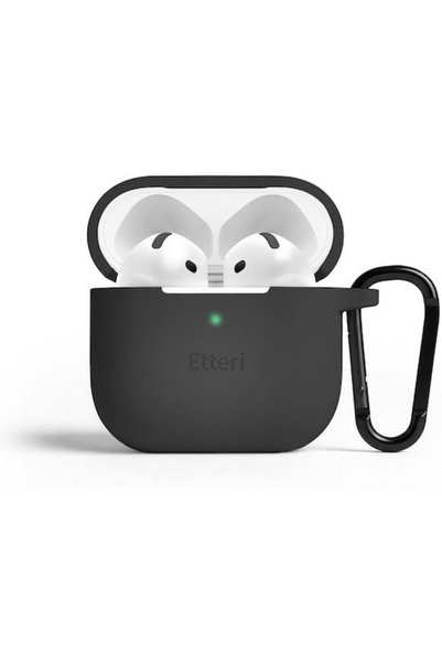 Etteri Θήκη σιλικόνης με γάντζο σε μαύρο χρώμα για Apple AirPods 4