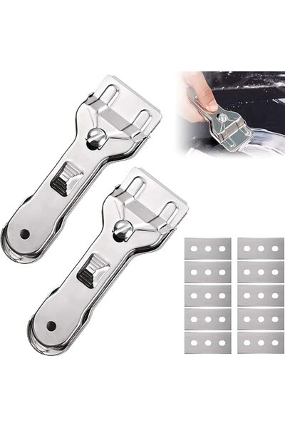 Yelajoy 2 Pack Razor Blade Scraper Tool, Heavy Duty Metal Scraper with 10 Spa...