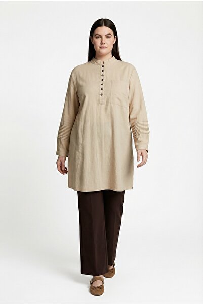ALLDAY Half-Pleated Ribbed Detailed Tunic