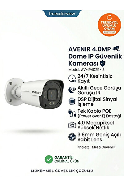 AV-IP4025-IS 4.0MP Dome IP Güvenlik Kamerası - POE & Gece Görüş