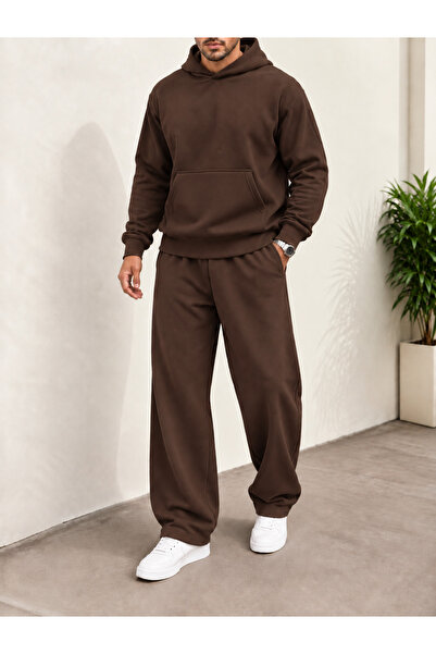 COMANCHERO Men's Unprinted Oversize 3 Thread Sweatshirt and Baggy Sweatpants Set