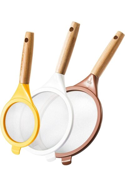 TERRIFI 3-Piece Fine Mesh Strainer Set with Wooden Handles - Stainless Steel ...