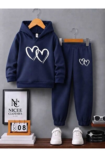 Leto Lykia Children's Unisex Tracksuit Set (White with Interlocked Hearts Win...