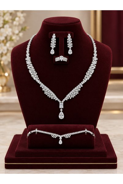 ABAS طقم اكسسوارات زركون رما دمعة
