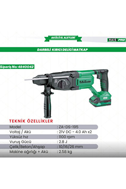 Hais DARBELİ KIR.DEL.MATK.21V DC-4.0Ah RB-DS195 HAİSPRO