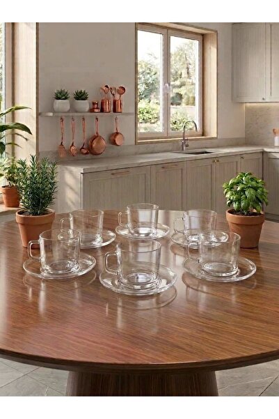 AR HOME 12 Piece Plain Glass Tea Set