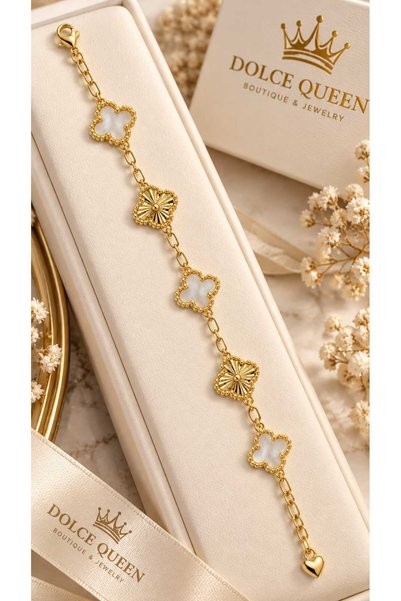 DOLCE QUEEN Xuping Clover Detailed Steel Women's Bracelet