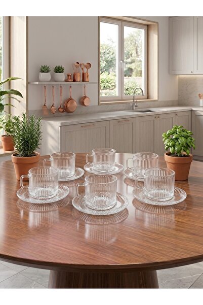 AR HOME 12 Piece decorated Glass Tea Set.