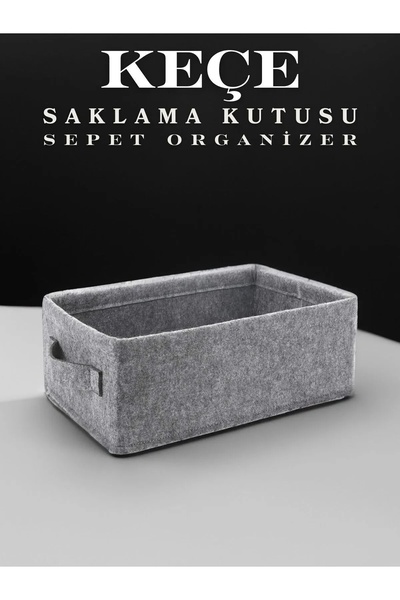 YUNUSOĞLU HOME Keçe Saklama Kutusu Dolap İçi Çamaşır Oyuncak Düzenleyici Sepet Organizer 38x25x13 cm