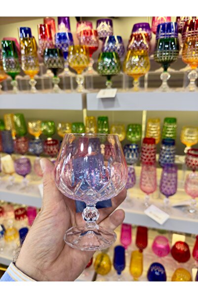 Vakıf home Bohemia Kristal Renkli El İşi Kahve Yanı Su Bardağı Ayaklı 250 ml ...