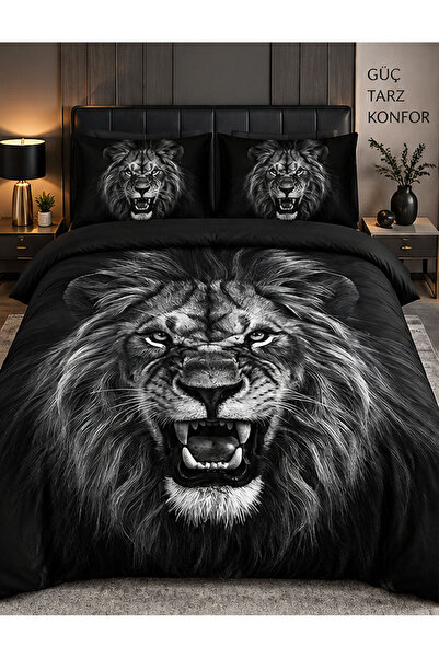 Erkek Aslan 3D Dijital Baskı Çift Kişilik Nevresim home