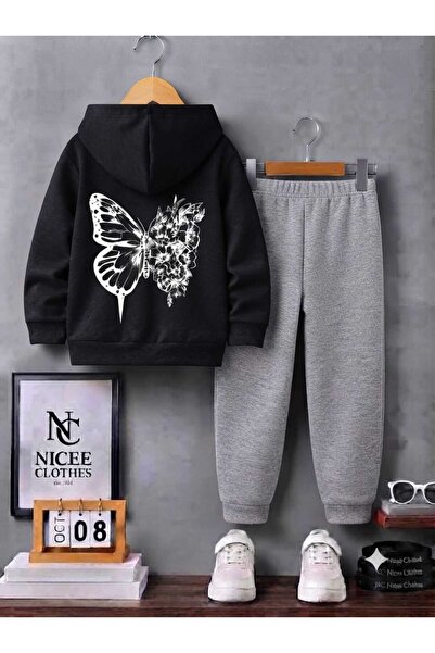 Leto Lykia Children's Tracksuit Set Unisex (Large Butterfly Winter Print on t...